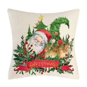 Santa and Reindeer Christmas Pillowcase NWOT